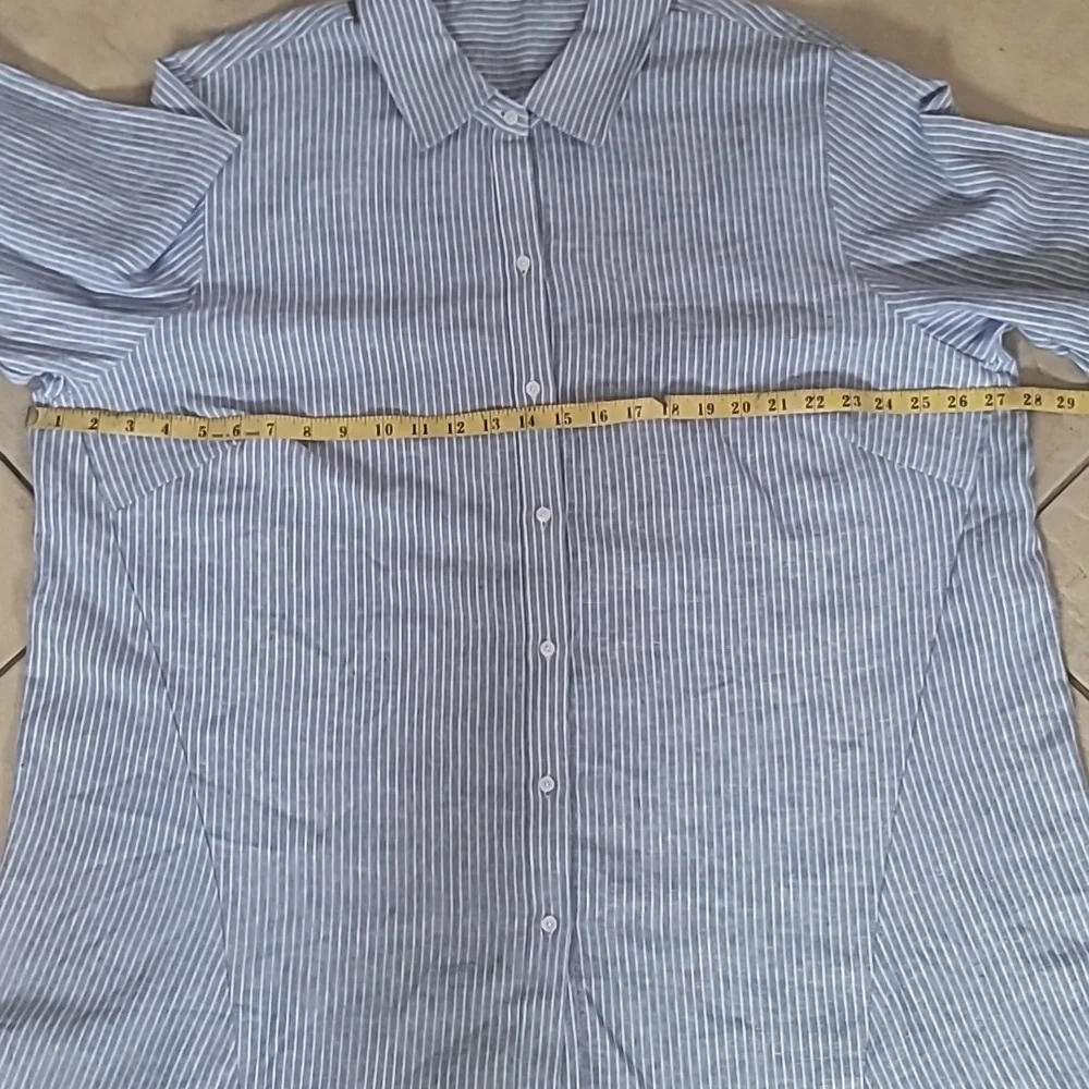 Jones NY Signature Long  Tunic Shirt Dress 60% Linen Plus SZ 3XLT - Picture 12 of 16